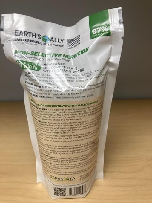 Earth's Ally Weed and Grass Killer Concentrate 20 oz | Safe, Pet-Friendly Natural Weed Control Spray for Patios, Driveways & Sidewalks, Makes 1 Gallon