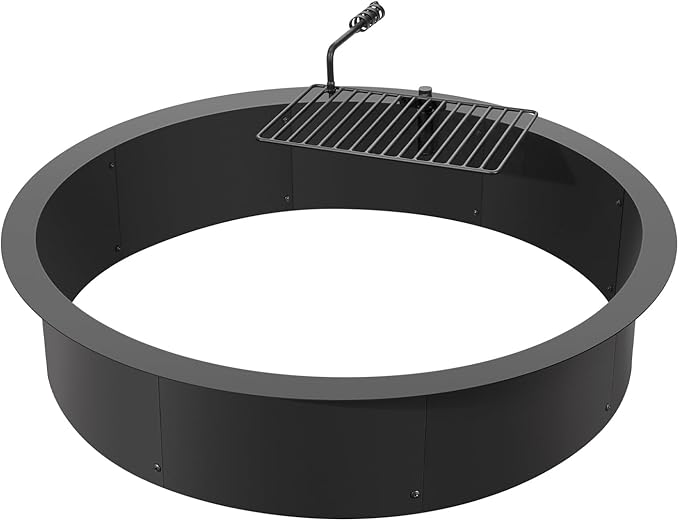 VEVOR Fire Pit Ring, Fire Pit Insert with Barbecue Fire Ring, 40-in Outer/36-In Inner Diameter, 8.5in Height, Carbon Steel Liner DIY Campfire Ring Above/In-Ground, for Outdoor Camping, Bonfires