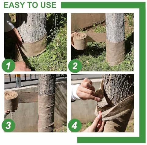 Agfabric Natural Burlap Fabric Roll,50 inch X 8 Feet Tree Wraps for Winter,Burlap Plant Covers for Trees and Shrubs Winter Protection,Garden Fabric