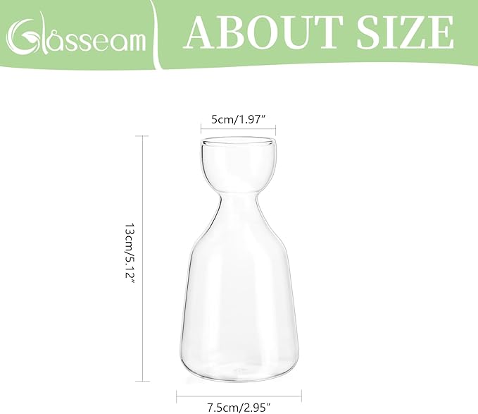 Glasseam Avocado Glass Vase, Handmade Bud Vases Set of 12, Cute Acorn Bulb Small Vase, Clear Flower Vases for Centerpieces, Hydroponic Propagation Plant Vase for Flowers Living Room Dining Table Decor