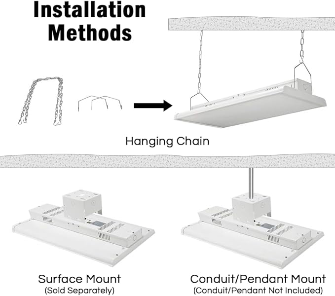 4FT Linear LED Highbay Light - Pack of Two - 225W - 30600LM - 1-10V dimmable - 5000K Daylight White - UL and DLC Listed - Replaces 6-8 Lamp Fluorescent T5 Fixture