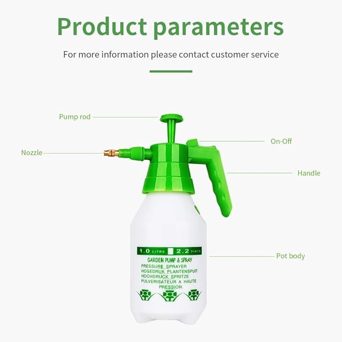 Garden Pump Sprayer,68oz/34oz Hand-held Pressure Sprayer Bottle for Lawn with Safety Value&Adjustable Nozzle, for Watering,Spraying Weeds,Home Cleaning and Car Washing,0.5 Gallon