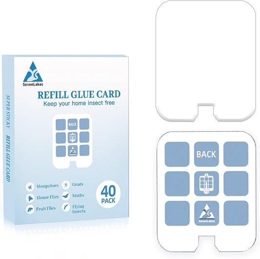 40 Pcs Sticky Refill Glue Cards, Replacement Glue Boards, Compatible with Safer Home SH502, Dynatrap DT3005W-DS3, DT23005-06, Targets Moth, Fly, Mosquito, Gnat and More, Extremely Sticky, Value Pack