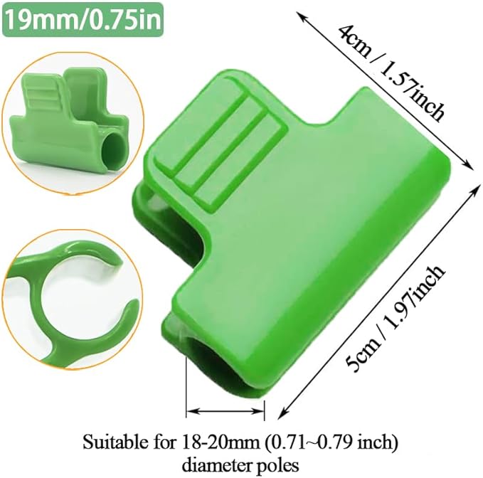 40pcs 19mm Greenhouse Clamps for 3/4 Inch (18-20mm) PVC Pipe Poles, Garden Support Frame Hoops, Grow Tunnel Plant Support Garden Stakes For Fixing Plant Plastic Sheeting, Film Row Cover Net