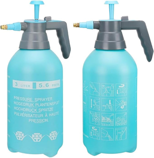 3L Garden Sprayer, Handheld Pump Weed Sprayer 0.8Gallon Hand Pressure Sprayer (3L-2PCS-Blue)