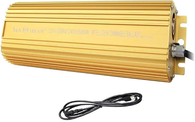 SunStream 600 Watt HPS Light Dimmable Electronic Grow Light Ballast for Indoor Plant (Yellow)