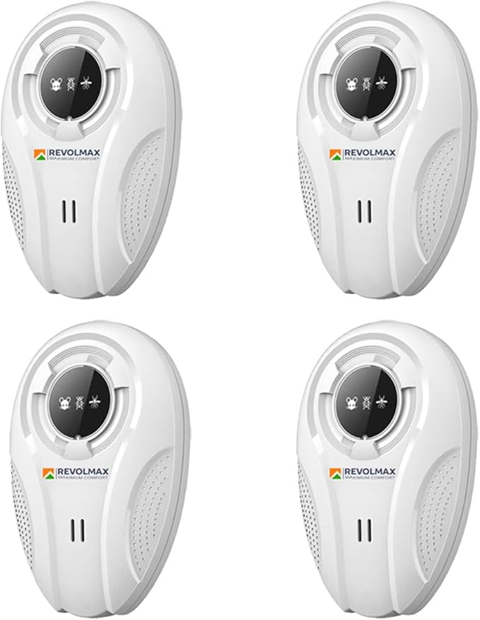 RX-78, Ultrasonic Pest Control Repeller - Electronic & Ultrasound, Indoor Plug-in Repellent - Get rid of - Rodents, Mice, Squirrels, Bats, Insects, Bed Bugs, Ants, Fleas, Spiders, Roaches (4Pack)