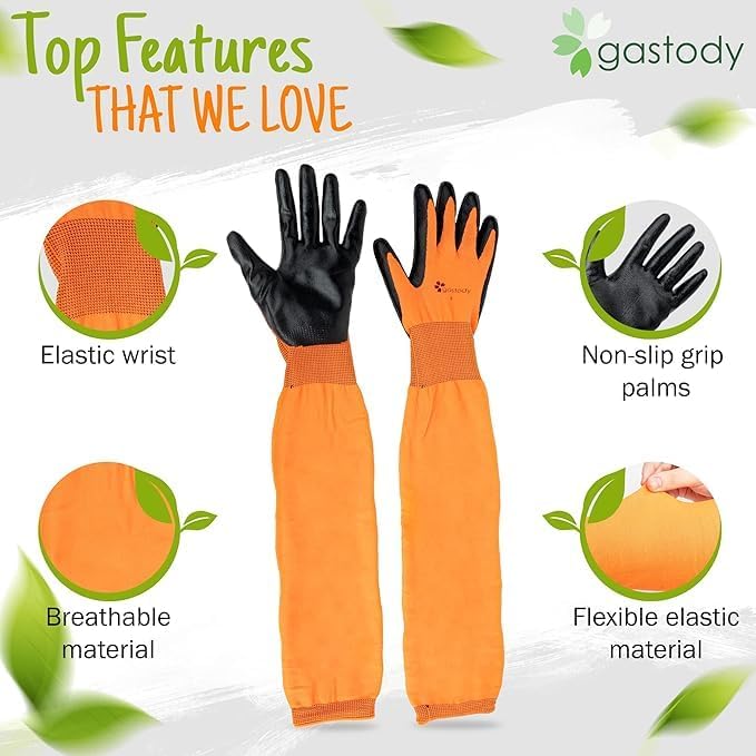 Gastody™ Long Sleeve Gardening Gloves Women and Men - Long Cuff Garden Gloves, Multipurpose Heavy Duty Outdoor and Indoor