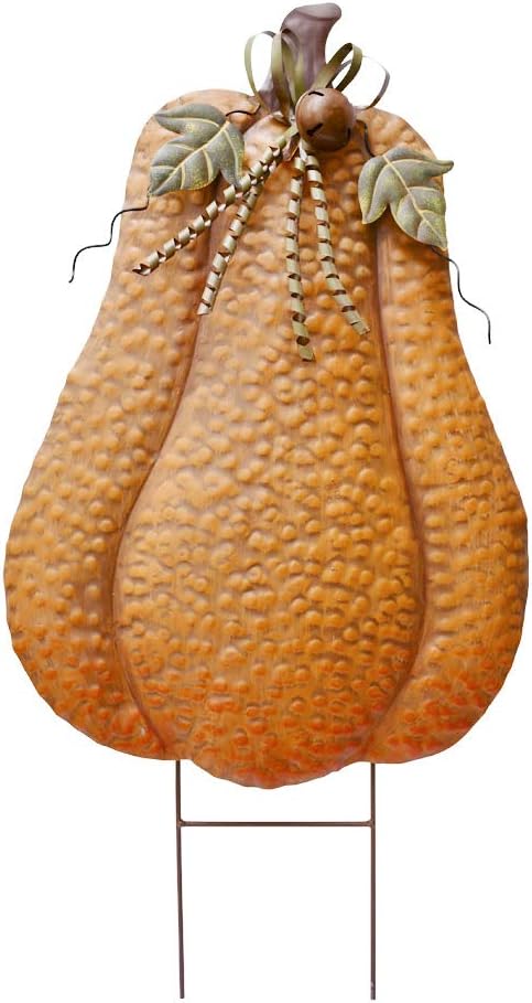 Morning View Metal Pumpkin Yard Stakes Sign Fall Decor Decorative Rustic Pumpkins Garden Stake Yard Decor Outdoor Thanksgiving Autumn Harvest Halloween Lawn Patio Decorations 30" Tall