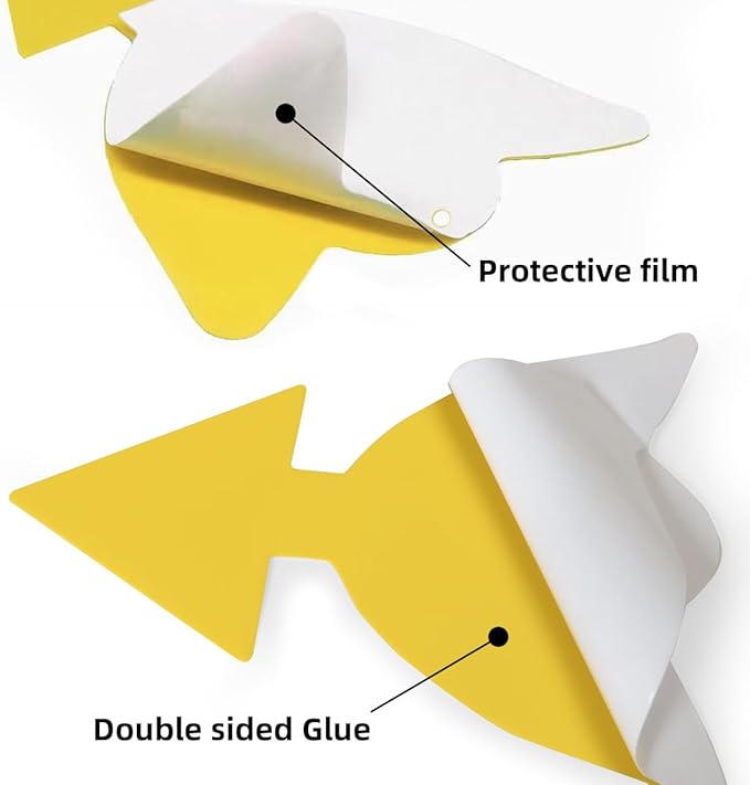 60 Pcs Classic Sticky Traps for Fungus Gnat (Plants), Fruit Fly, Whitefly, and Fly, Yellow Sticky Insect Catcher Traps for Indoor/Outdoor, Kitchen, and Plants, High-End Glue, Non-Toxic, 4 Shapes