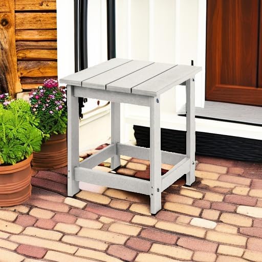 LZRS Adirondack Square Outdoor Side Table for Patio, Pool Composite Patio Table,HDPE End Tables for Backyard,Pool, Indoor Companion, Easy Maintenance & Weather Resistant(Sand)