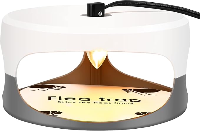 Flea Traps for Inside Your Home 2 Packs, Flea Trap for Indoor, Bed Bug Killer with Sticky Pads & Light Bulb Replacement, Natural Flea Infestation Treatment