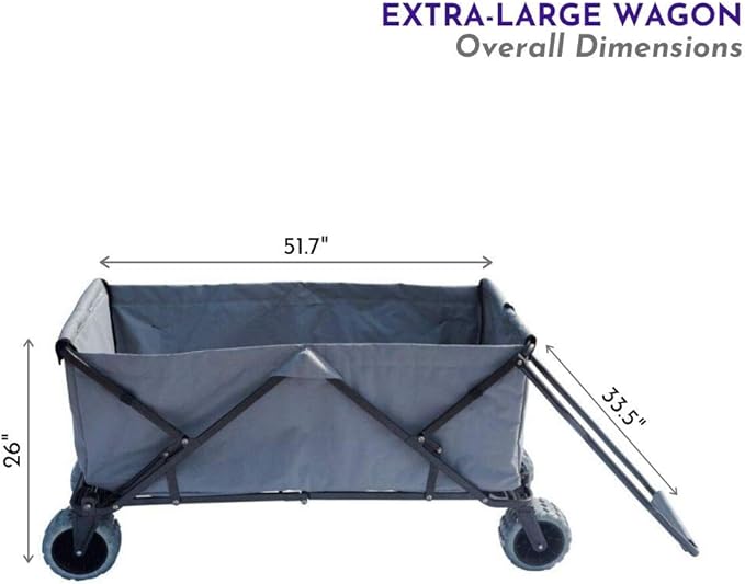 Impact Canopy Folding Collapsible Utility Wagon, Extra-Large Wagon with All-Terrain Wheels, Grey