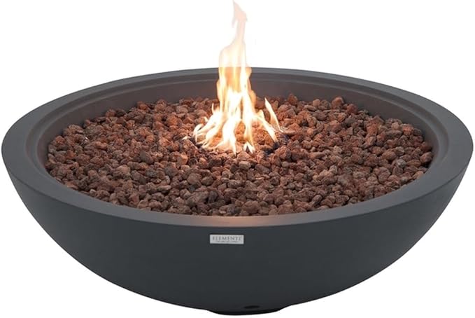 Rose Bowl Concrete Fire Pit 48" x 48" Outdoor Patio Firepit Includes Lava Rocks Modern Fire Pits & Outdoor Fireplaces for Garden, Deck, Indoor & Outdoor Heating