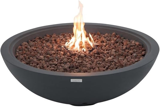 Rose Bowl Concrete Fire Pit 48" x 48" Outdoor Patio Firepit Includes Lava Rocks Modern Fire Pits & Outdoor Fireplaces for Garden, Deck, Indoor & Outdoor Heating