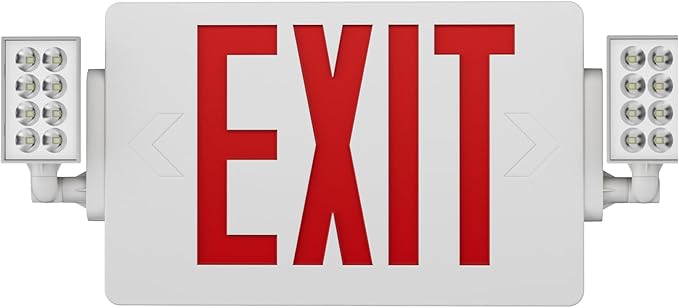 SPCETSUN 1 Pack Red Exit Sign with Battery Backup, LED Emergency Exit Light Combo for Business, UL Listed, AC 120/277V