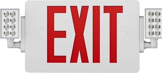 SPCETSUN 1 Pack Red Exit Sign with Battery Backup, LED Emergency Exit Light Combo for Business, UL Listed, AC 120/277V