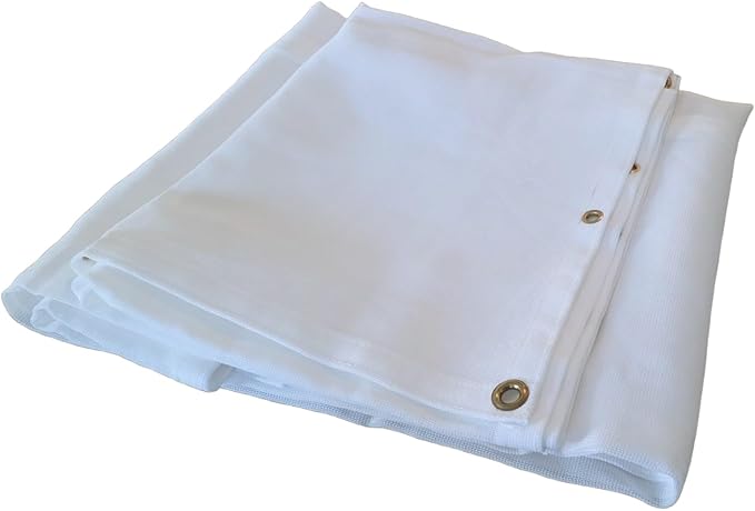 6'X30' (White) Heavy Duty Mesh Tarp Net Sail Sun Shade Awning and Fence Screen Patio and Canopy Cover