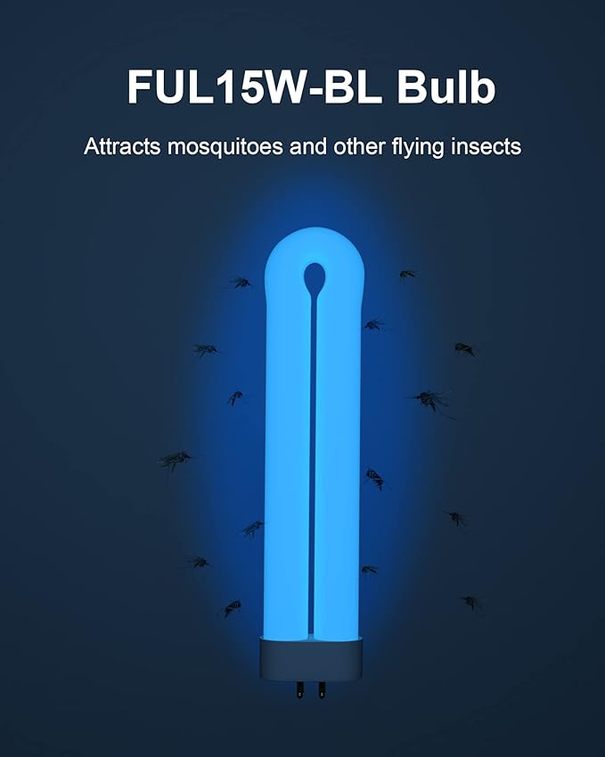 Dichroma Bug Zapper Light Bulb Replacement for 15W Bug Zapper with 4-Pin Base, Ful 15W-BL U Shaped Twin Tube Bulb for T6 Insect Attracting Lamp, 2 Pack