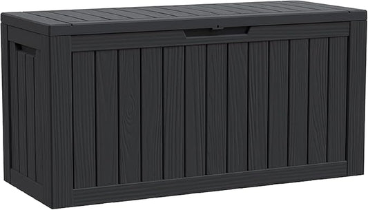 Modern-Depo 80 Gallon Waterproof Deck Box Patio Furniture Storage Box with Lockable Lid, PP Outdoor Storage Bin for Garden, Yard, Poolside, Black