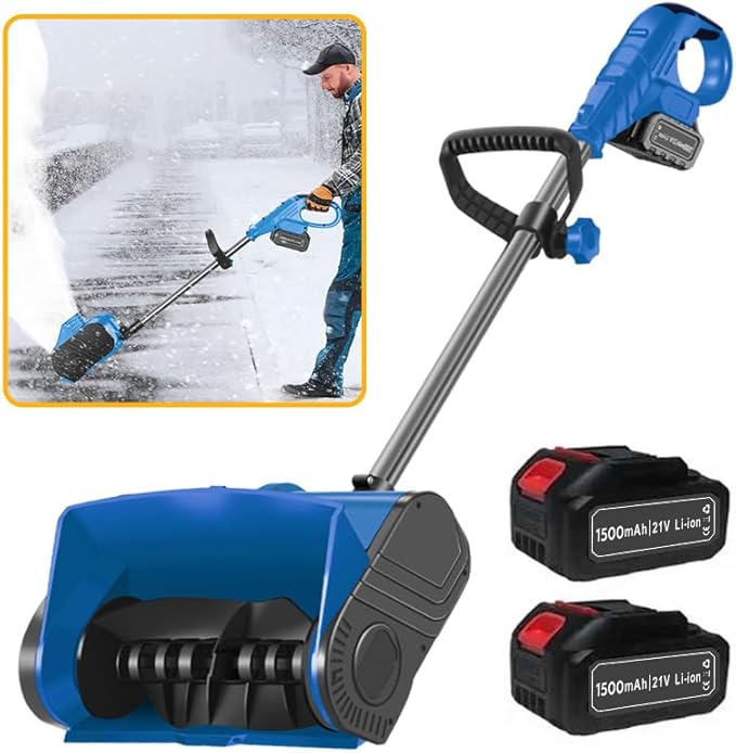 11-Inch Snow Shovel for Driveway,Electric Snow Blower Cordless, 13in Width & 9in Depth & 26ft Throwing Distance, 20V Battery Powered 4-Ah Battery & Quick Charger Snow Shovel for Women Men (Blue)