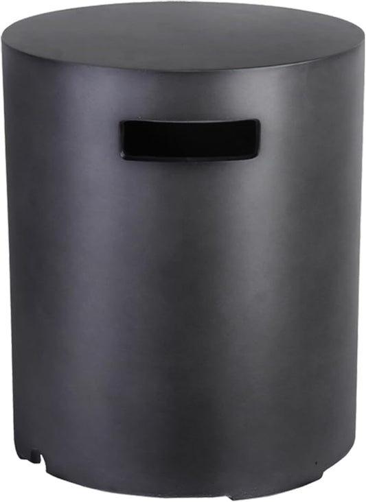 Afterglow 16" Propane Tank Cover Table, Round Tank Container Fits Standard 20 lbs Propane Tank Outdoor Gas Tank, Deck Backyard Patio, Dark Grey