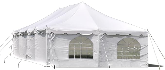 Party Tents Direct 20' x 40' Weekender Canopy Tent with Sidewalls, Easy Up Party Tent for Backyard, Outdoor Tents for Parties, Weddings, Graduations, Banquets, Events, Heavy Duty, PVC White Top