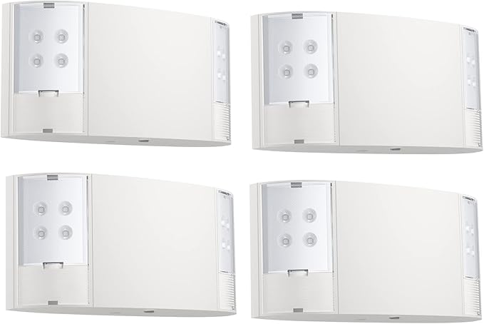 4 Packs LED Emergency Lights with Battery Backup - Two Heads White Commercial Emergency Lights -UL Listed-AC 120/277V-Hardwired Emergency Exit Light Fixtures for Business/Home.