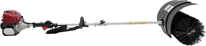 Gas Power Sweeper,31CC 1.4HP 4 Stroke Power Broom Sweeper Handheld Walk Behind Cleaning Driveway,Gas Powered Lawn Sweeper Snow Brush Sweeper for Park Lawn Sidewalk Outdoor