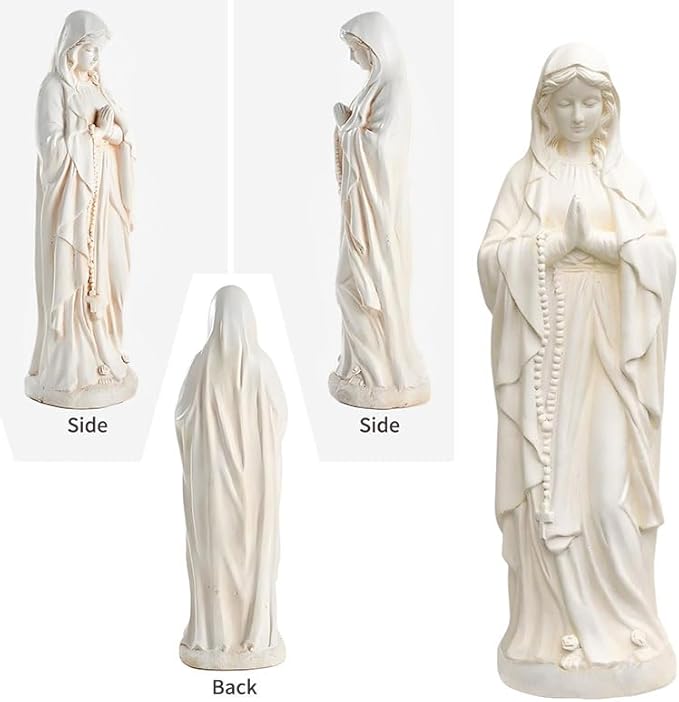 Virgin Mary Statue Outdoor - Large Blessed Mother Mary Sculpture, Virgen de Guadalupe Catholic Figurine for Garden, Yard, Patio, Indoor & Outside Decor, Religious Gift, White, 29.5-Inch