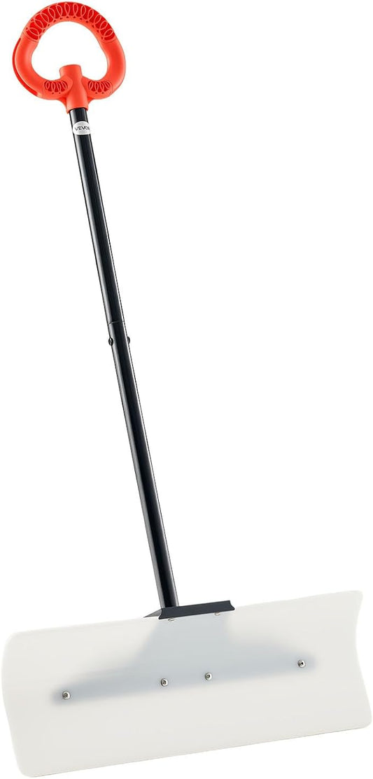 VEVOR Snow Pusher, 24 inch Wide Push Snow Shovel Plow for Driveway, Sidewalks and Doorways with Segmented Handle, Ergonomic Grip and HDPE Plastic Blade