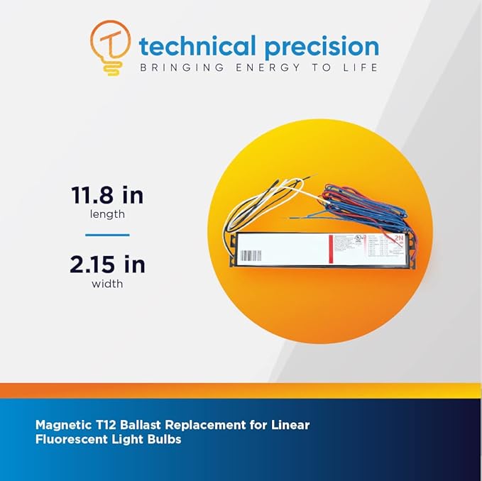 Technical Precision Replacement Ballast for Advance R-2e75-s-tp by Technical Precision - 120V-277V T12 Magnetic Fluorescent Lamp Ballast - Operates 2 Linear Lamps - 1 Pack