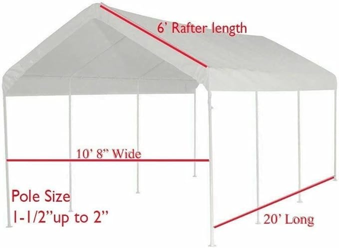 10X20 Canopy Tarp Set (5pc) Paneling and Top Set Valanced Tarp Kit Carport (Side Wall 3 Windows Replacement (White))