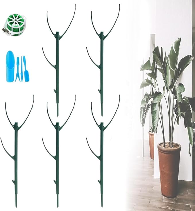 5 Pack Plant Support Stakes, Plants Sticks Supports, Stackable Monstera Plant Support Stakes Tall Holder for Indoor Outdoor, Adjustable Pothos Potted Plants Climber Supports Structures(5PCSB)
