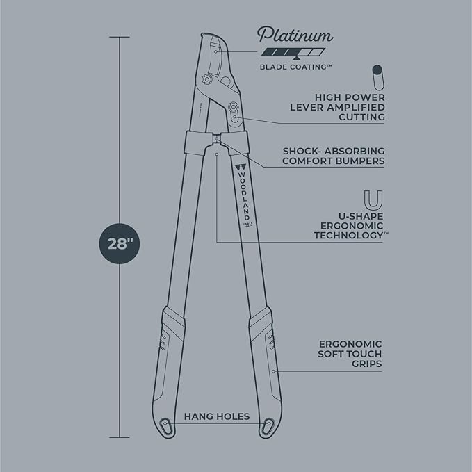 Woodland Tools Heavy Duty Lopper – 28 Inch Lever-Action Branch Cutter with Bypass Blade and Non Slip Grip – Manual Tree Limb Cutter for Thick Branches and Tough Yard Work