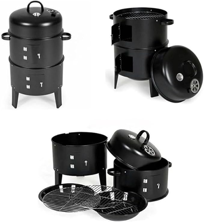 BBQ Charcoal Smoker for Meat 15 Inch Heavy Duty BBQ Charcoal Grills Vertical Barbecue Smokers Grill for Outdoor Cooking Patio Backyard Picnic Party