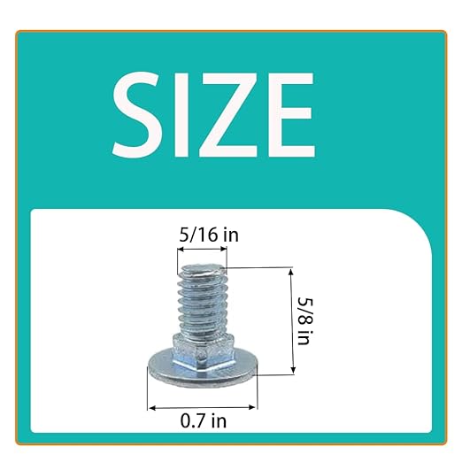 784-5581 Carriage Bolt & Nut kit 5/8" for MTD SnowBlowers Shave Plate Scraper Bar 784-5581A 790-00117-0637 790-00120-0637 784-5581A-0637 8/Set,Stainless Steel