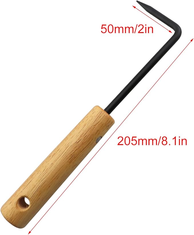 205mm Stainless Steel Single Claw Root Hook Loosening Tool Handle Weeder for Potting Landscape Maintenance and Outdoor Garden Digging Cultivator