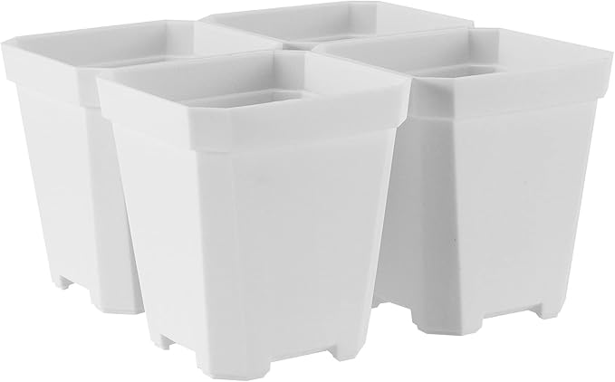 JOIKIT 120 Pack 3 Inch White Square Nursery Pot, Plastic Square Plant Pot with Drainage Hole, Seedling Nursery Transplant Planter for Indoor, Outdoor, Garden, Office, Balcony