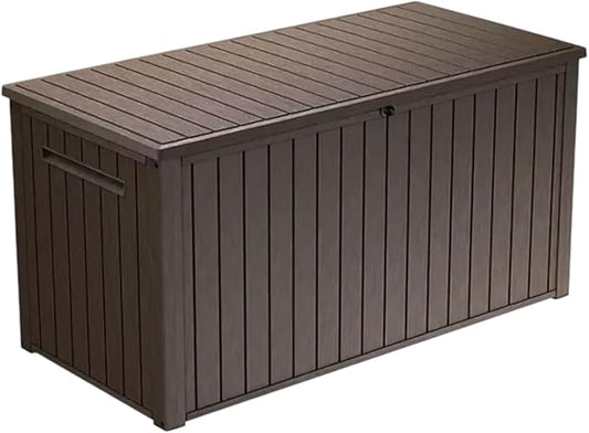 Outdoor Storage Box with Lockable Lid - Weather-Resistant and Stylish (Brown, 170)