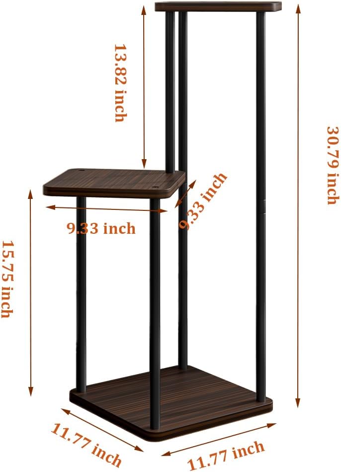 AZERPIAN 3 Tier Plant Stand Indoor Metal Plant Shelf for Multiple Plants Corner Flower Holders for Living Room Balcony Bedroom Patio Garden, Black (Black Oak, 3 tier)