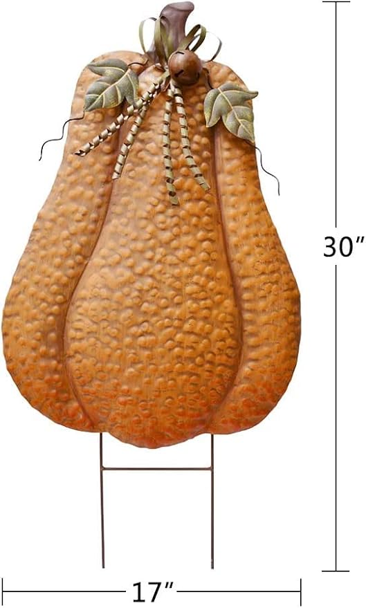 Morning View Metal Pumpkin Yard Sign with Stakes Fall Decor Decorative Rustic Pumpkins Garden Stake Yard Decor Outdoor Thanksgiving Autumn Harvest Halloween Lawn Patio Decorations 30" Tall