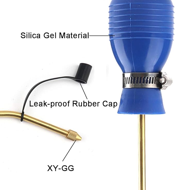 Bug Treatment Powder Duster/Large Diatomaceous Earth Bulb Duster/Powder Applicator/Garden Applicator/Bulb with Long Copper Tube for Indoor and Outdoor Insect Treatment Blue