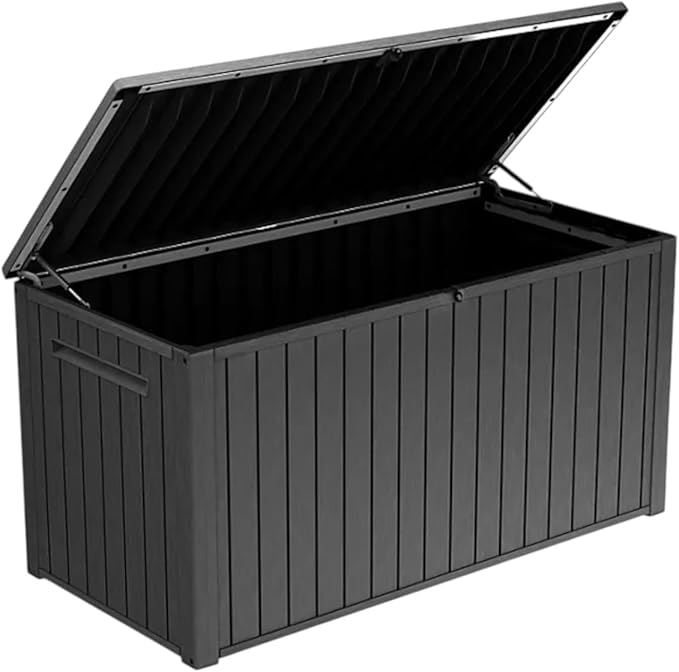 Outdoor Storage Box with Lockable Lid - Weather-Resistant and Stylish (Graphite Grey, 170)