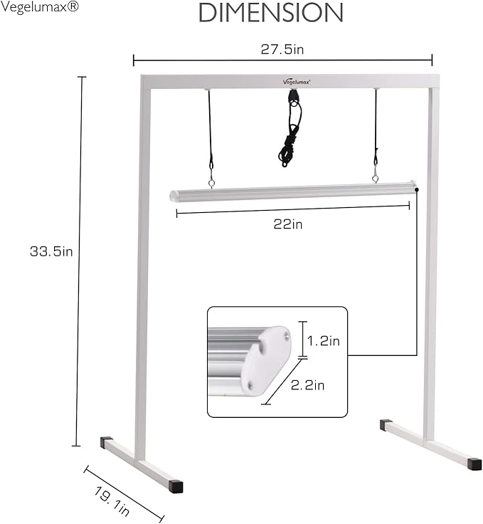 50Watt 2 Feet LED Grow Light Lamp Stand Rack with White Light Full Spectrum CRI90+ for Seedling,Seed Starting Plant Growing,Iron Pipe Frame,Aluminum Heat Sink,CCT6500K,Lamp Height Adjustable