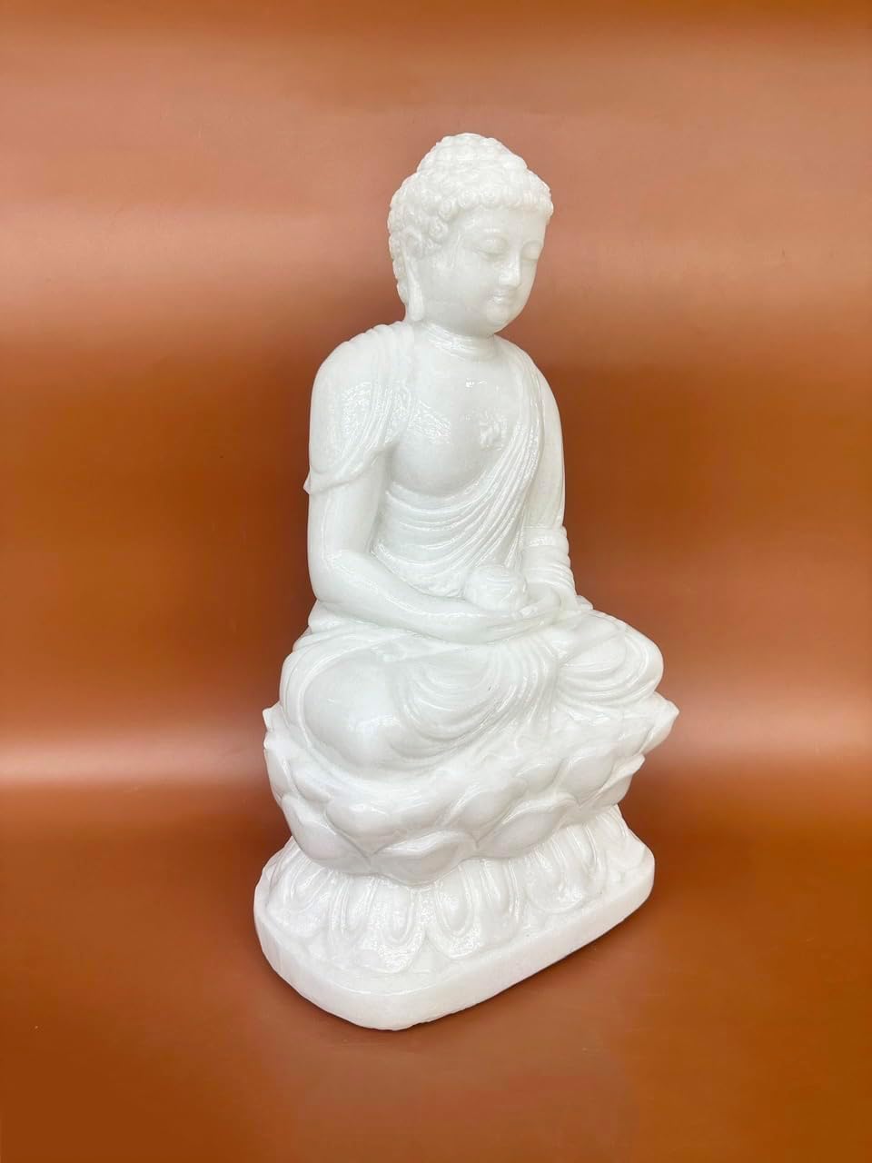 19.7 Inch Large White Marble Amitabha Buddha Sitting On Lotus for Home Decor, Decorative Yoga, Garden, Alter, Prayer Spiritual Living