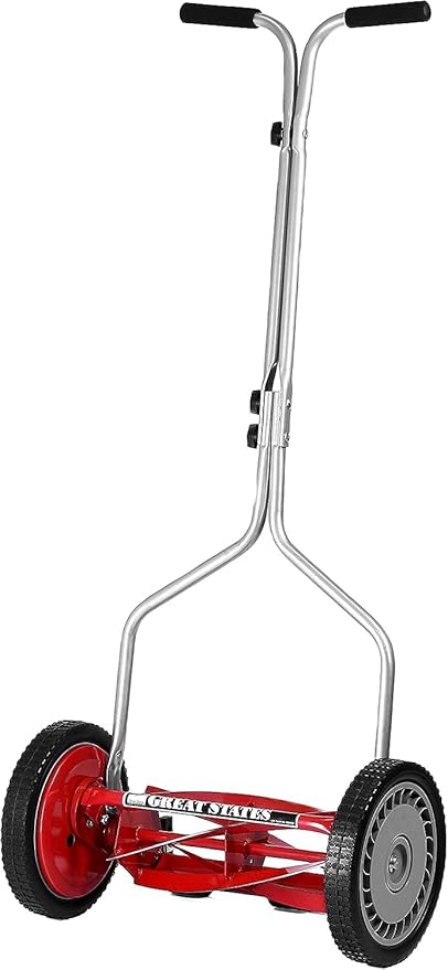 Great States 304-14 14-Inch 5-Blade Push Reel Lawn Mower, Red