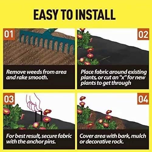 Agfabric 6x50ft Landscape Fabric Weed Barrier Ground Cover Garden Mats for Weeds Block in Raised Garden Bed
