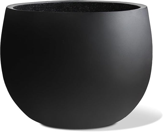 Ball Concrete Planter Outdoor Indoor, Large Tall Cement Plant Pots for Trees Flowers (Black, 18 inch)