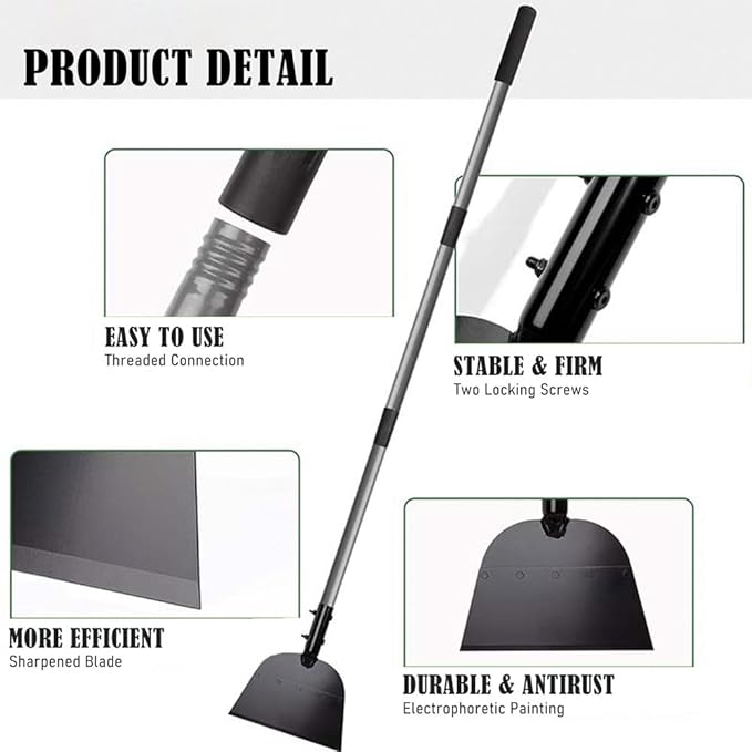 Gardenpal Flat Shovel,Snow Shovel, Ice Scraper, 54 inch Snow Ice Chopper for Walkway,Garden Cleaning Ice Removal Tool for Road